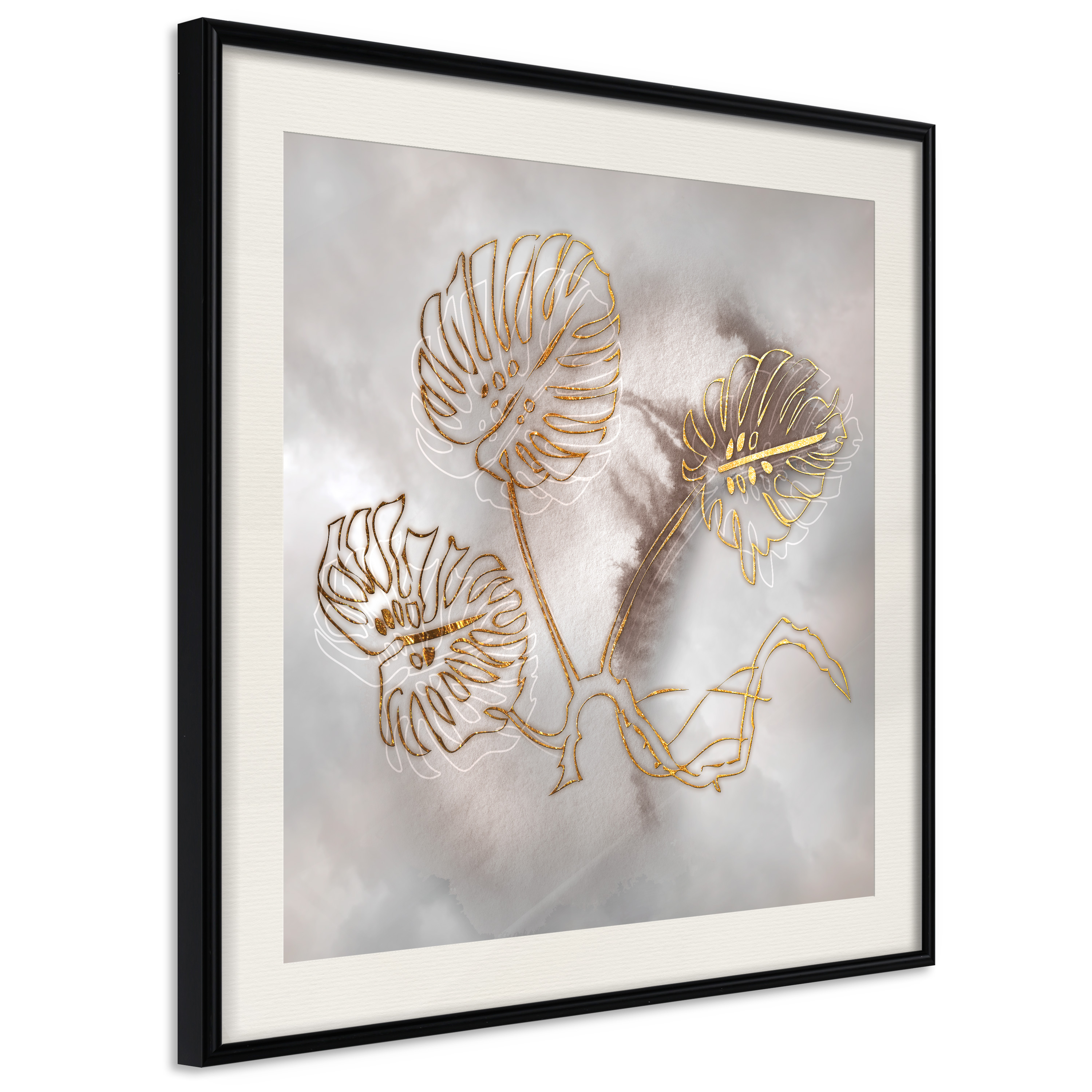 Poster - Golden Monstera Leaves - 30x30