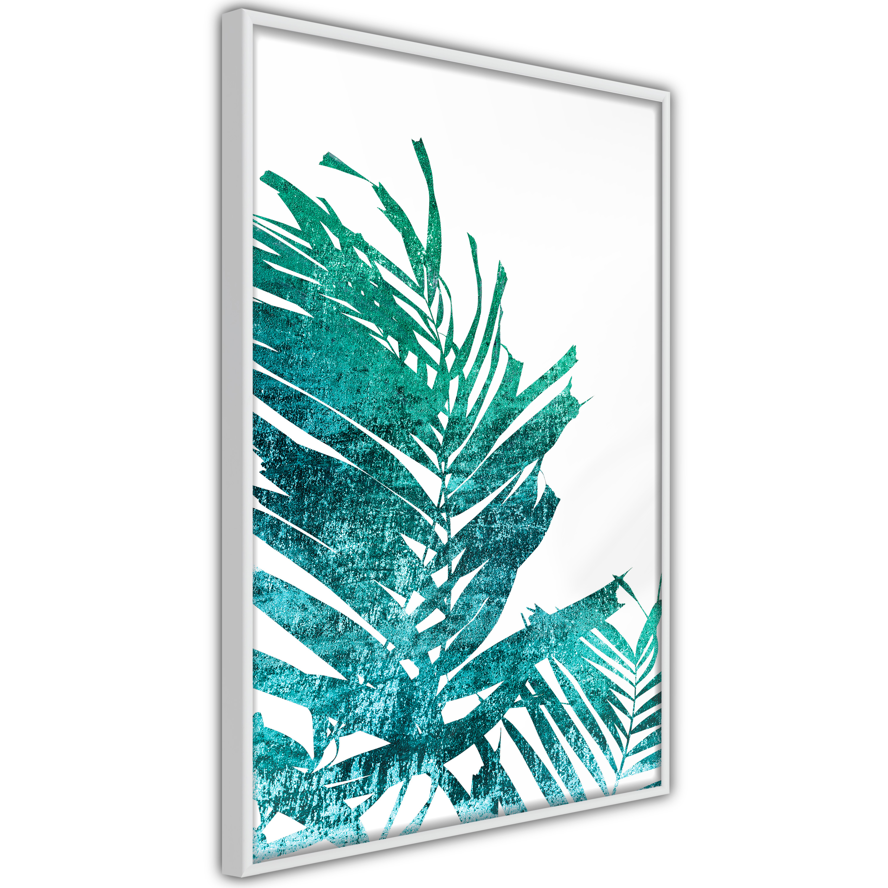Poster - Teal Palm on White Background - 30x45
