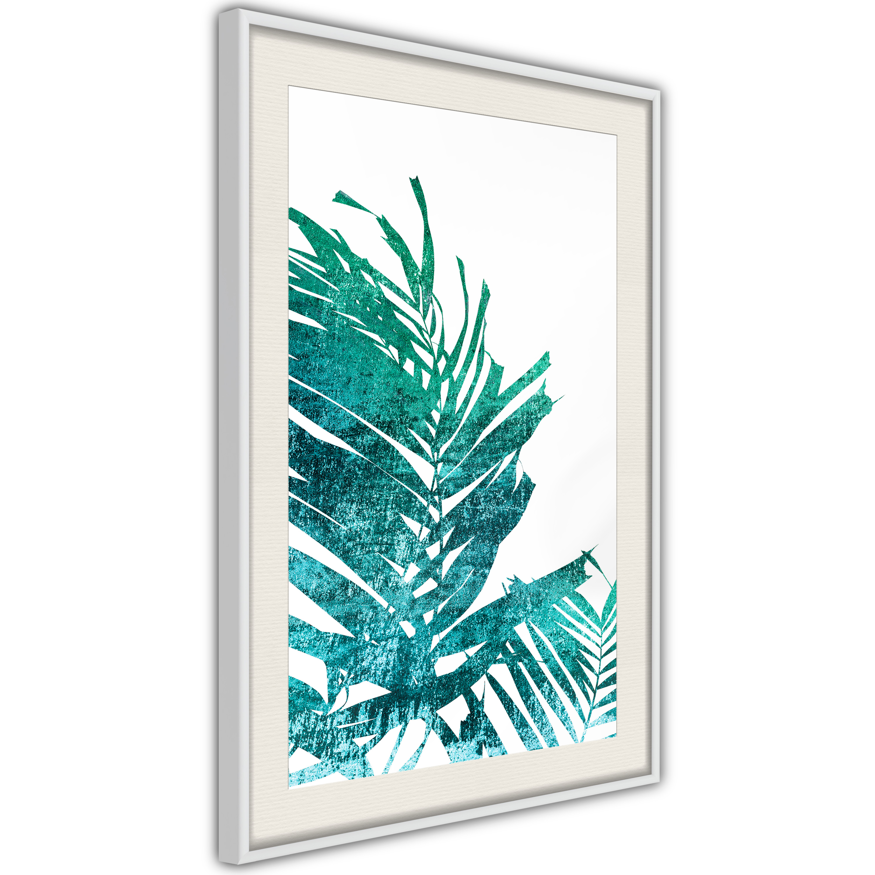 Poster - Teal Palm on White Background - 20x30