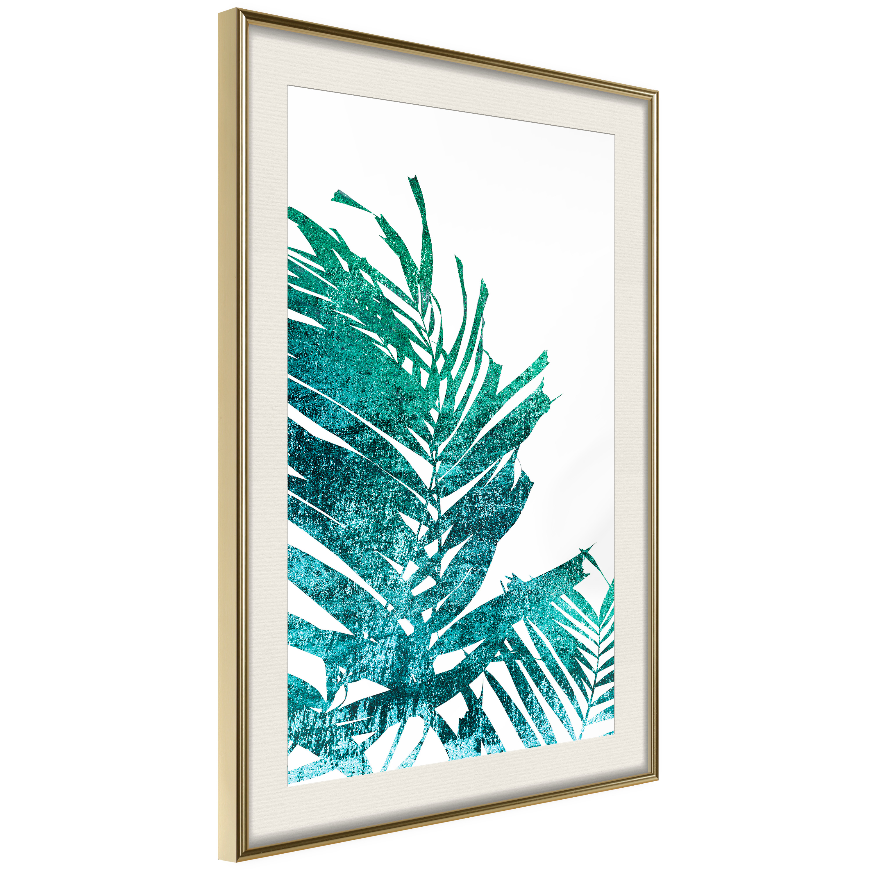 Poster - Teal Palm on White Background - 40x60