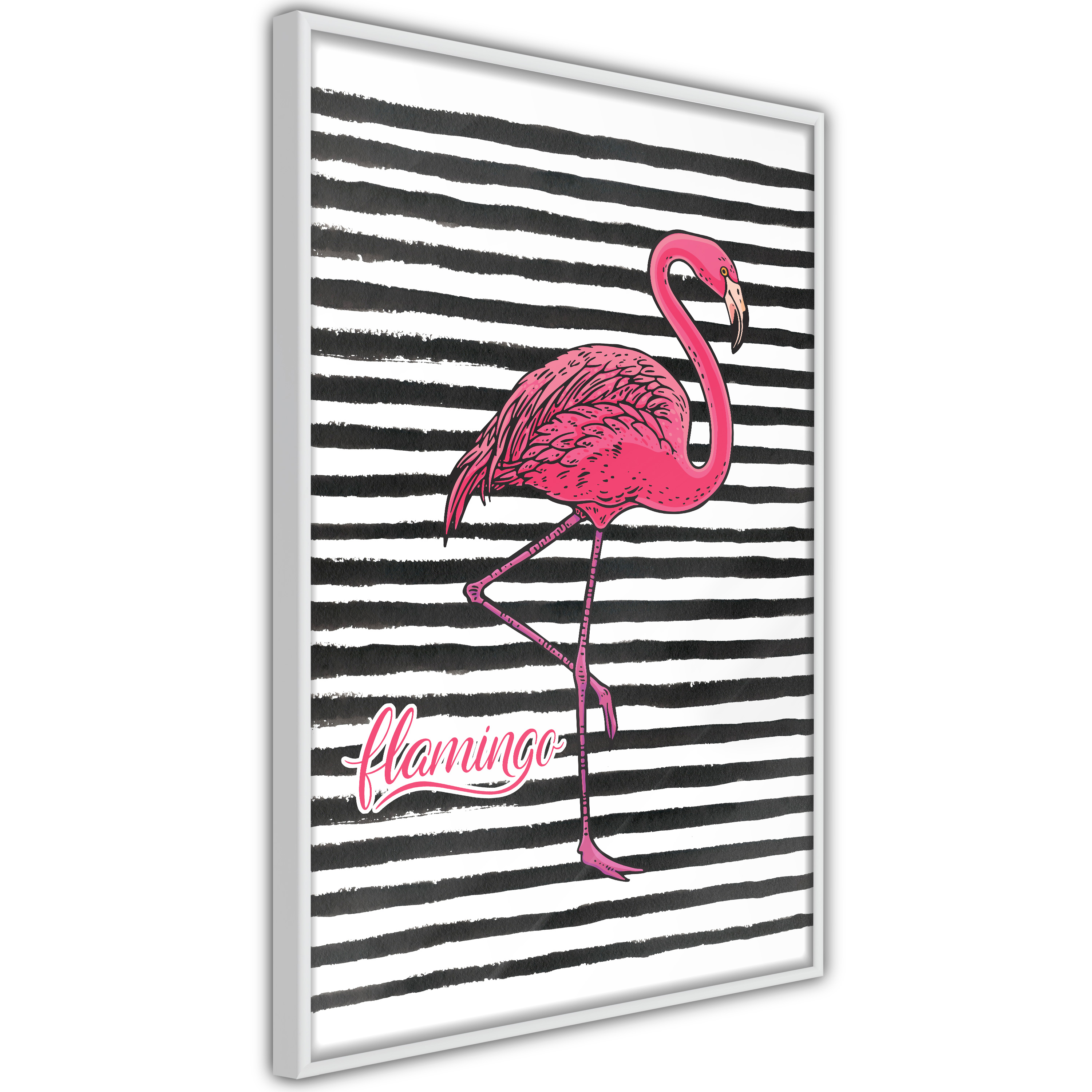 Poster - Flamingo on Striped Background - 20x30