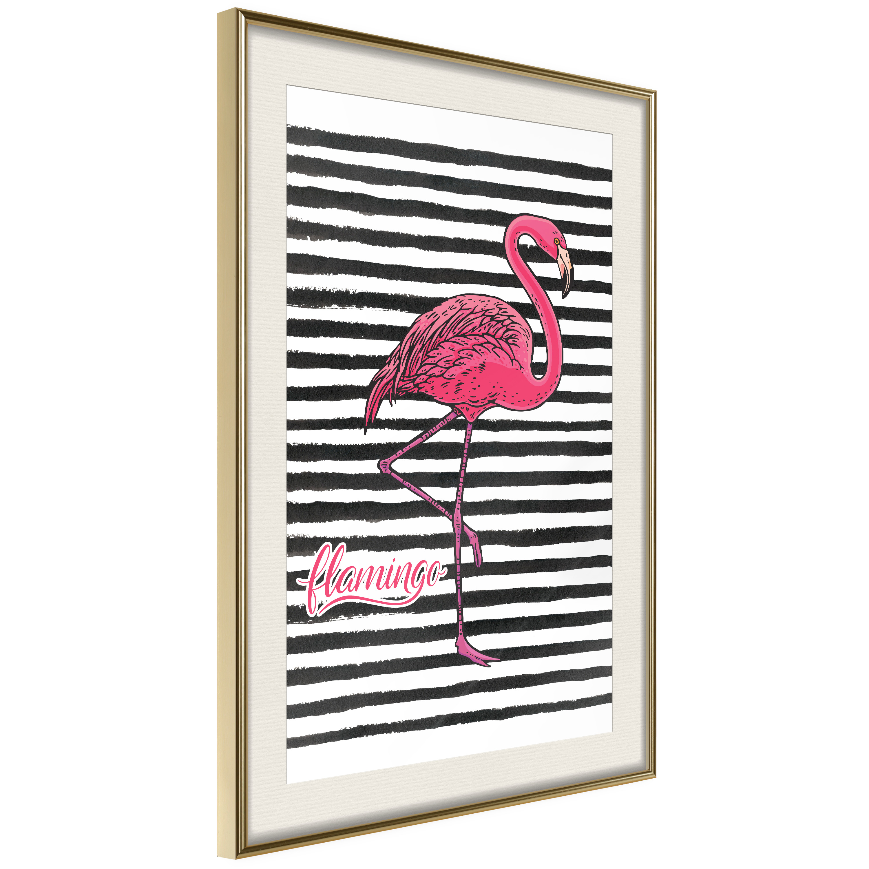 Poster - Flamingo on Striped Background - 40x60