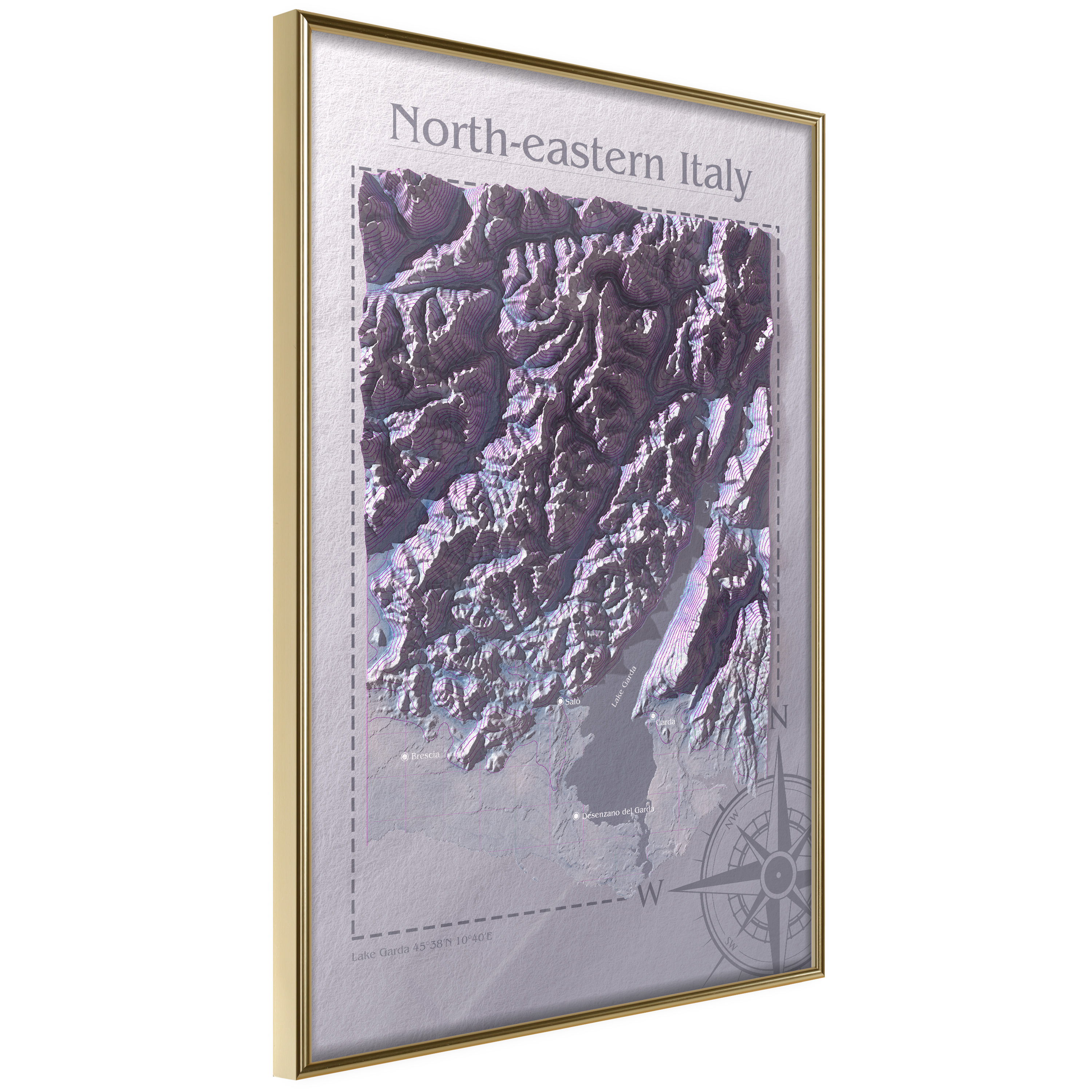 Poster - Raised Relief Map: North-Eastern Italy - 20x30