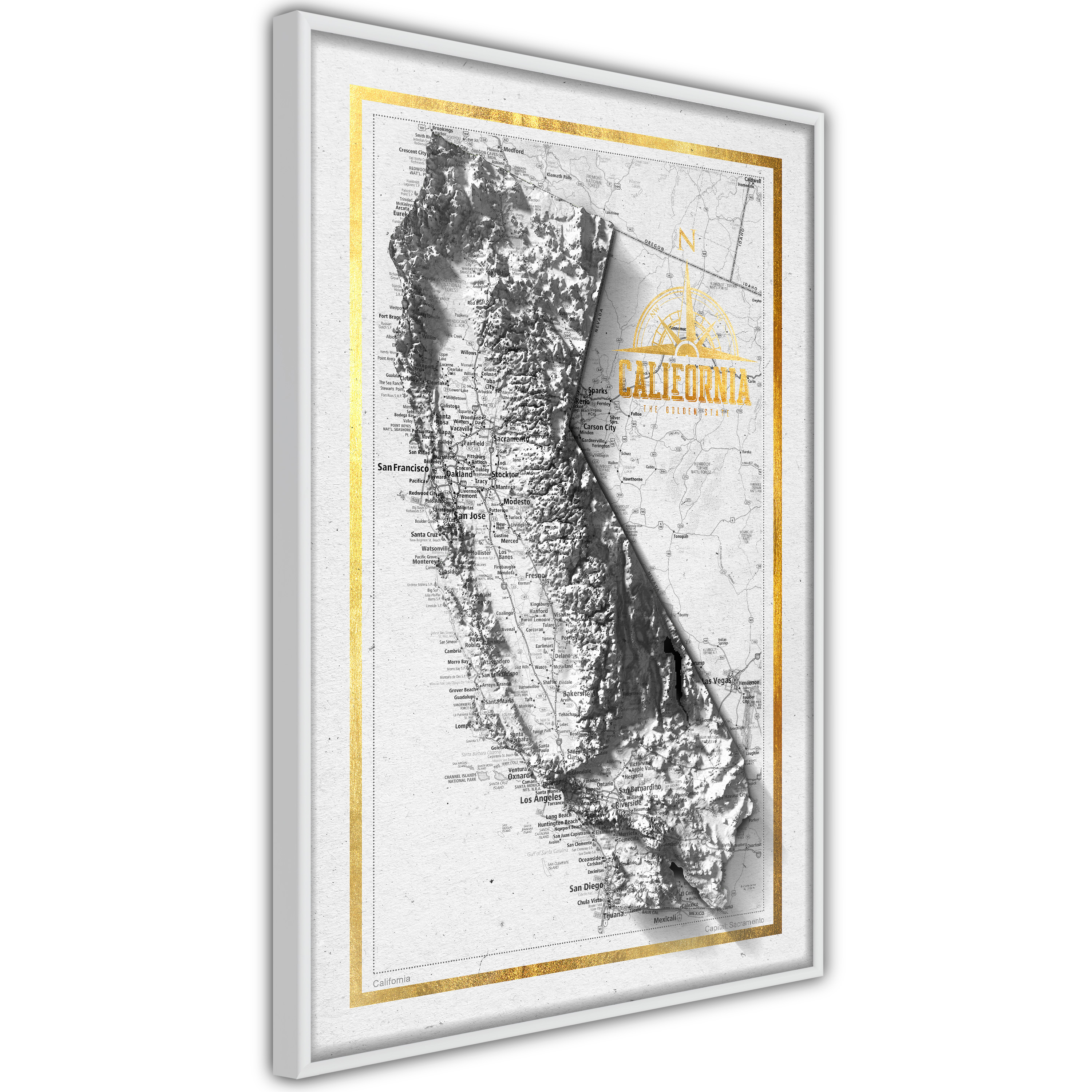 Poster - Raised Relief Map: California - 20x30