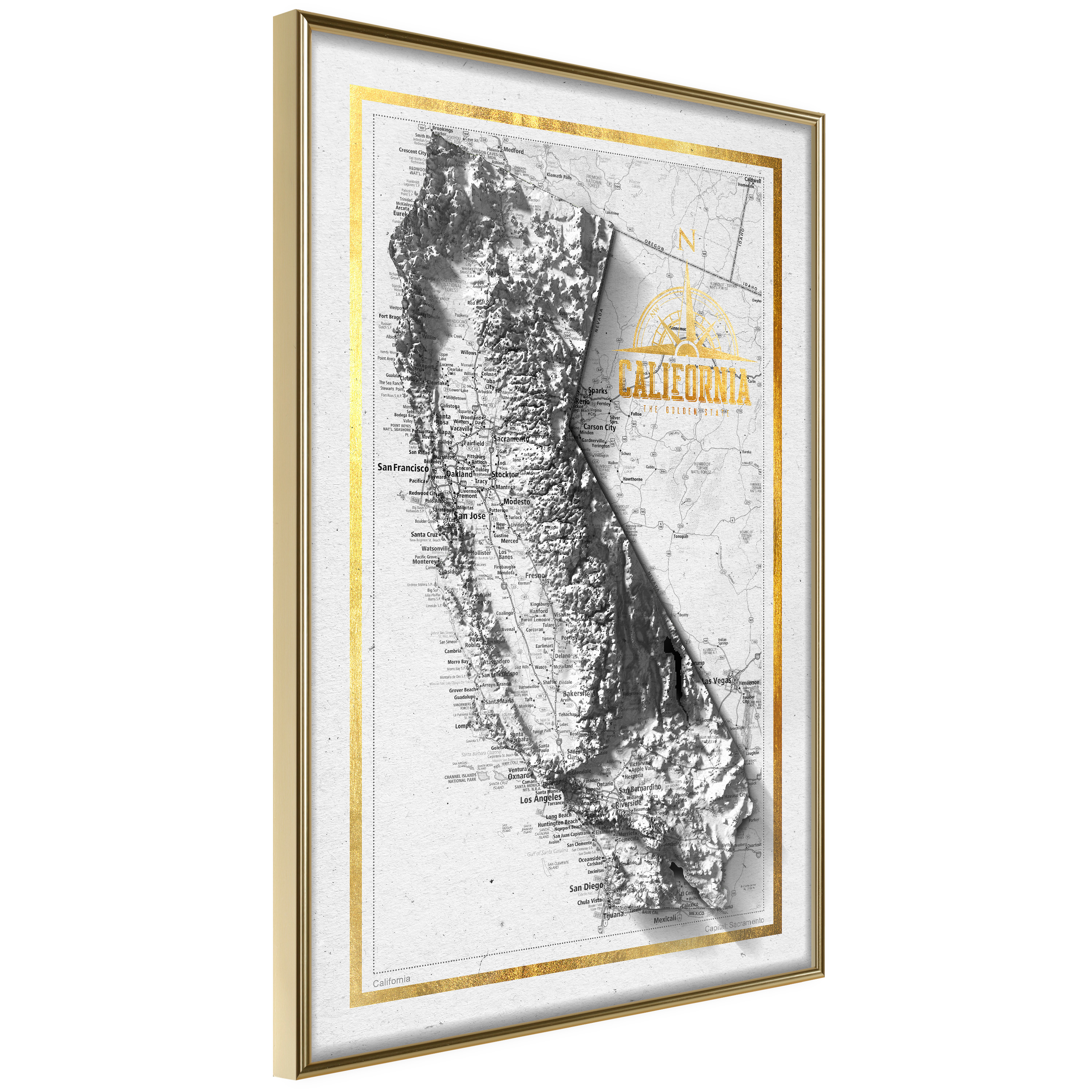 Poster - Raised Relief Map: California - 30x45