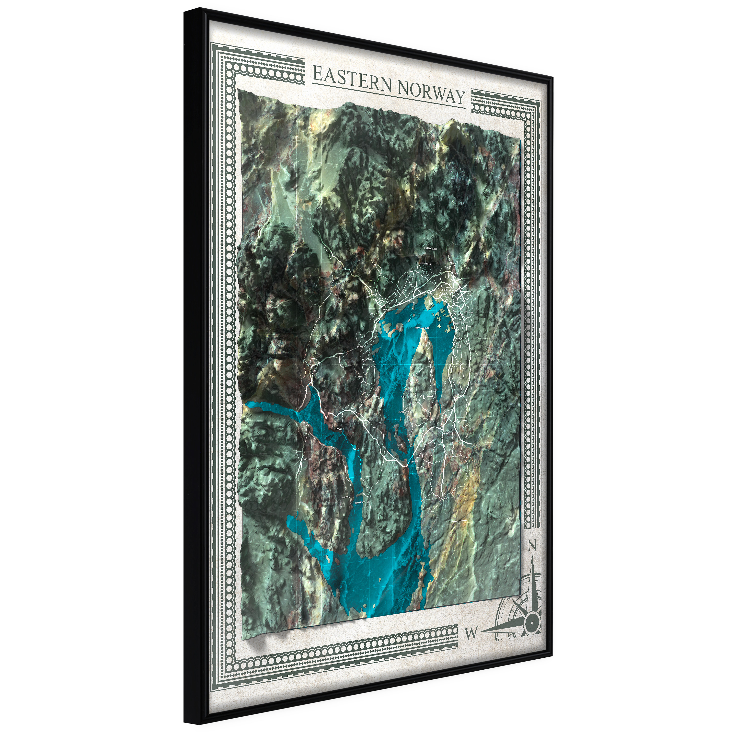 Poster - Raised Relief Map: Eastern Norway - 20x30