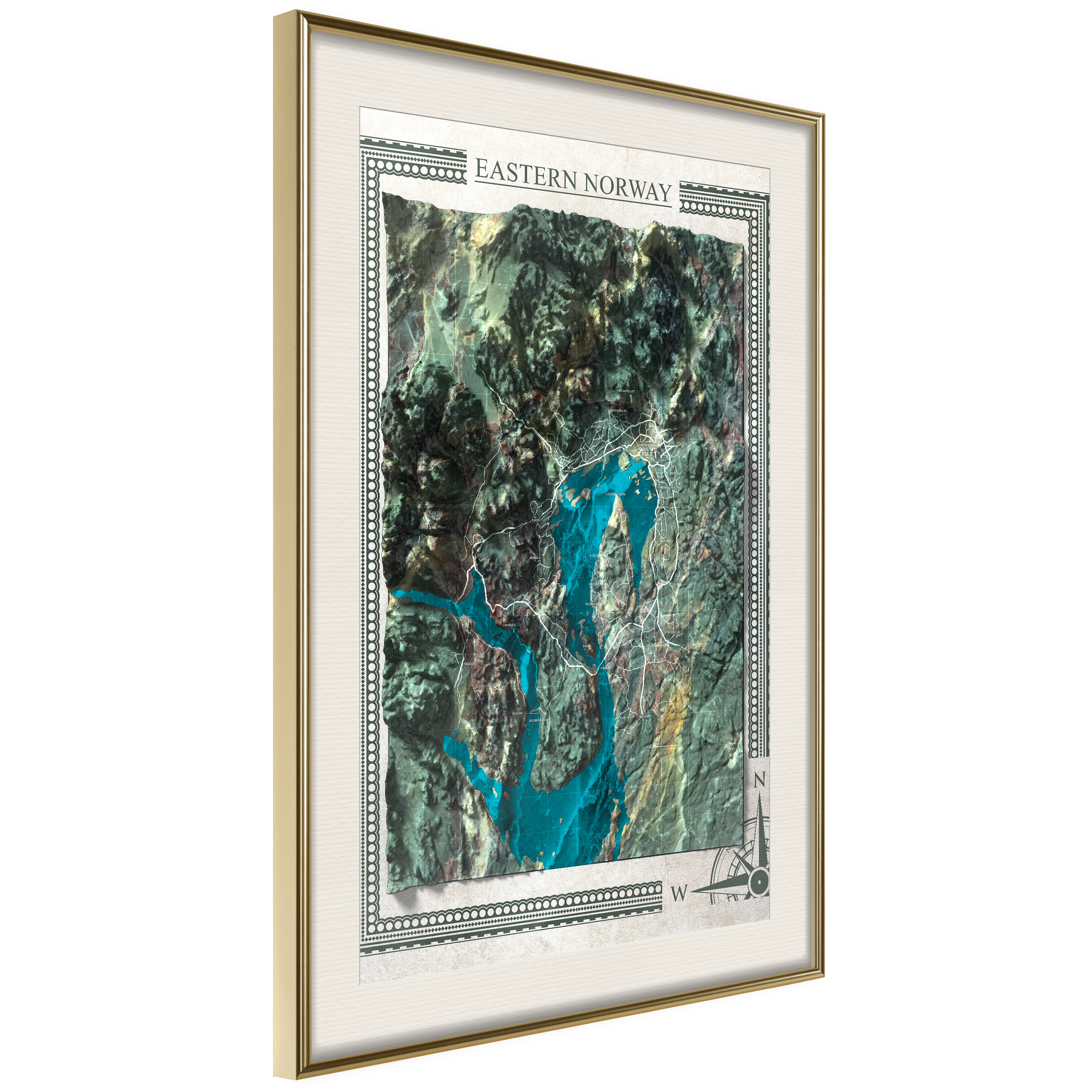 Poster - Raised Relief Map: Eastern Norway - 30x45