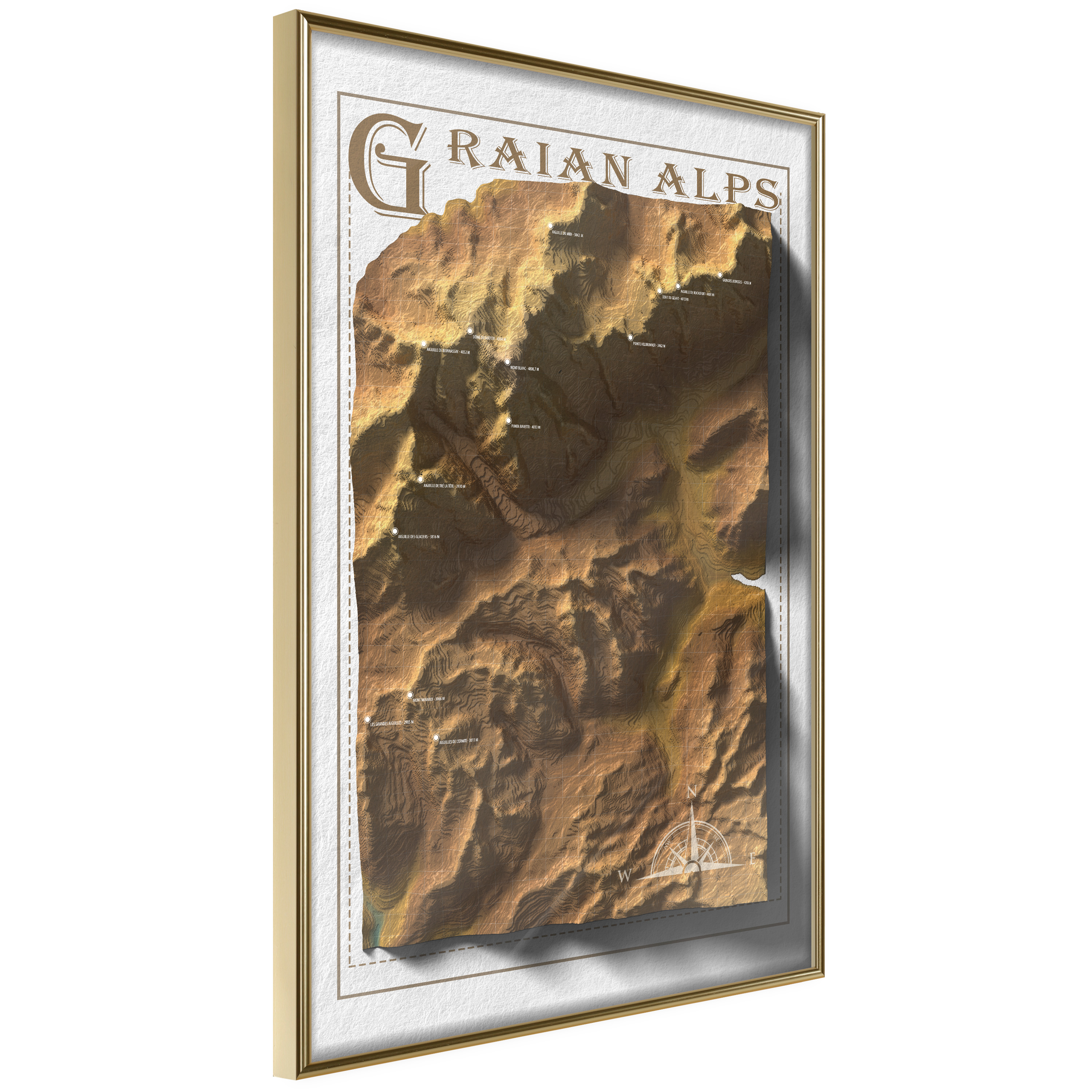 Poster - Raised Relief Map: Graian Alps - 30x45