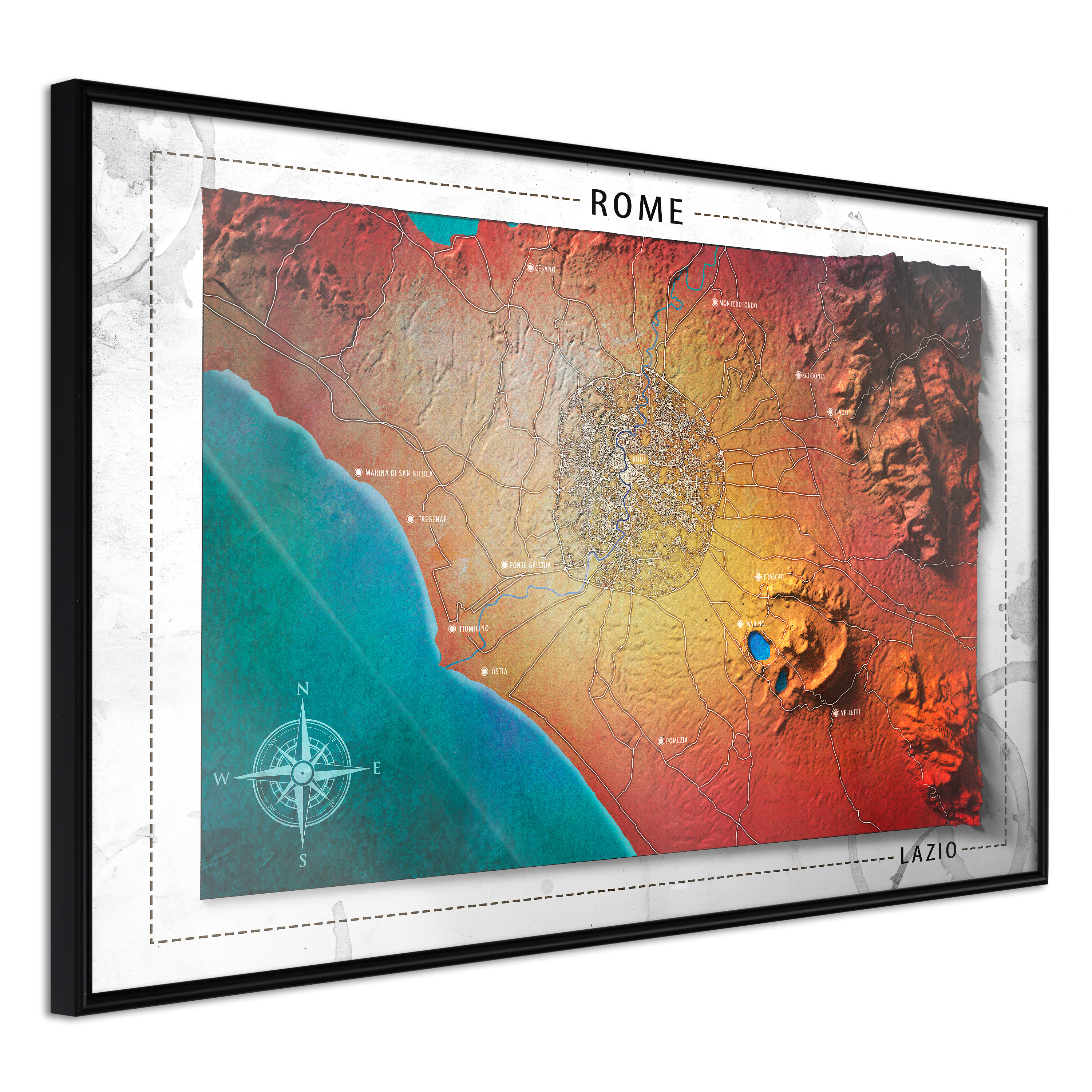 Poster - Raised Relief Map: Rome - 60x40