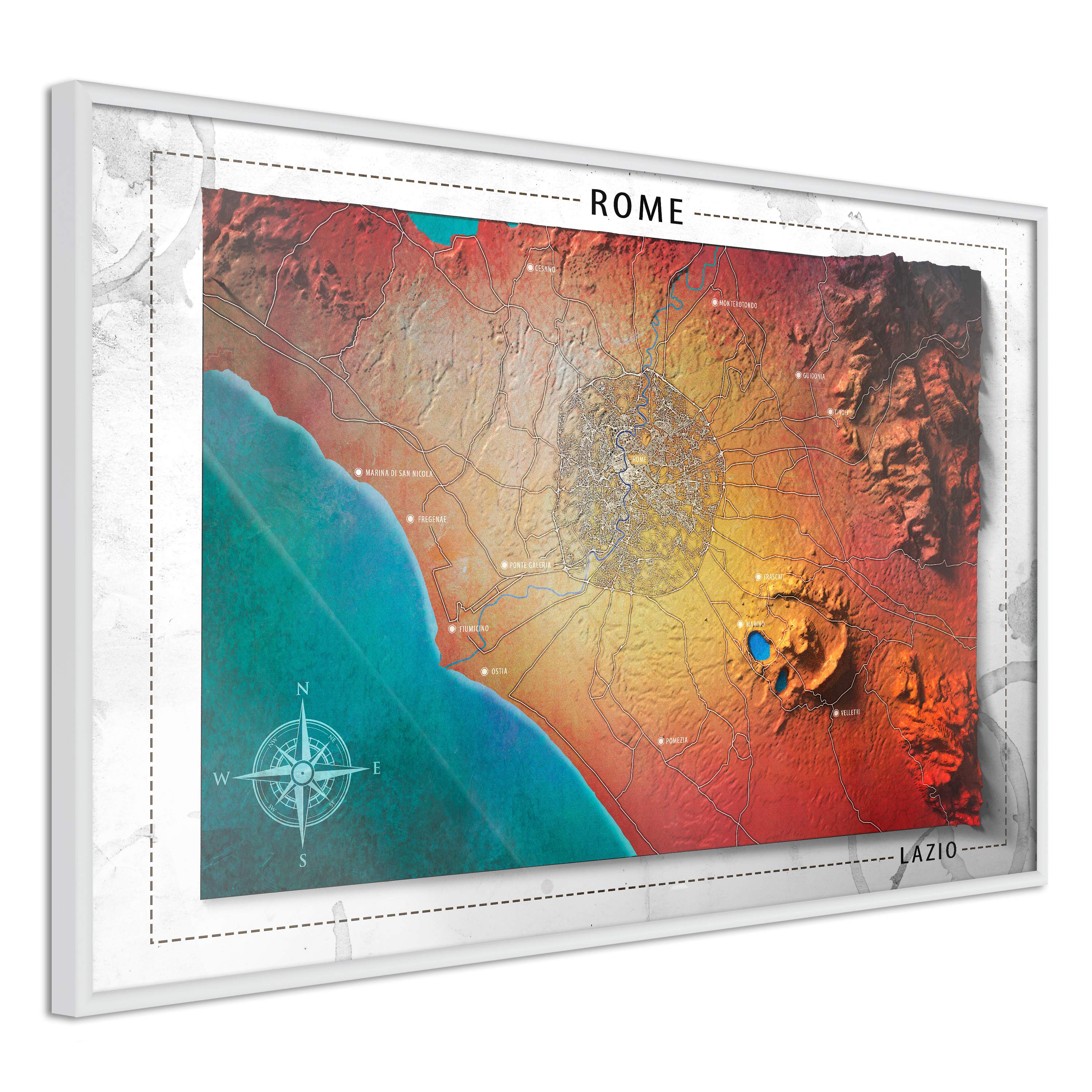 Poster - Raised Relief Map: Rome - 90x60
