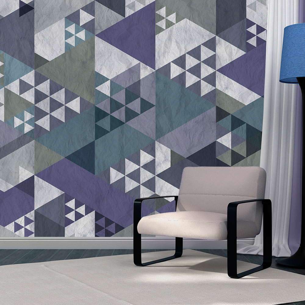 Wallpaper - Blue patchwork - 50x1000