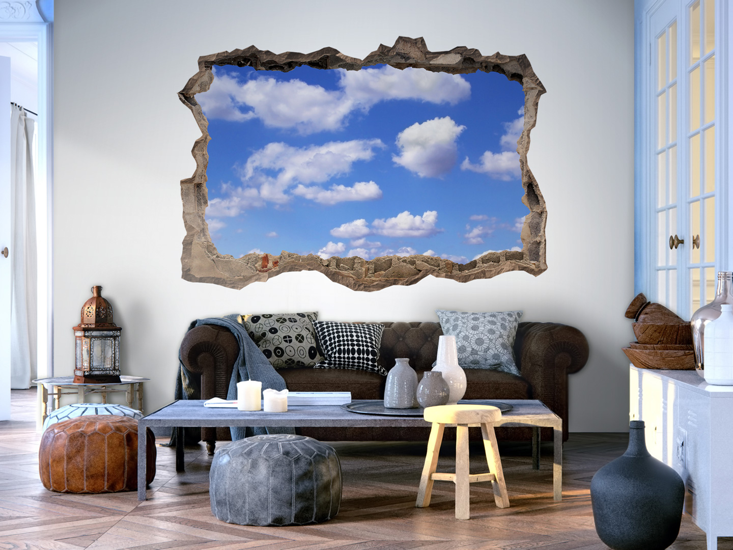 Hole in the Wall 3D Effect Optical Illusion Mural Poster Art Print